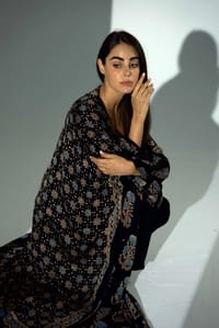 Bisht Pure Silk Handblock Abaya A36 thumb 12