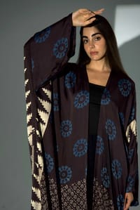 Bisht Pure Silk Handblock Abaya A35 thumb 12