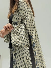 Bisht Pure Silk Handblock Abaya A12 thumb 9