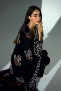 Bisht Pure Silk Handblock Abaya A27 thumb 1