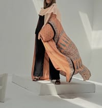 Bisht Pure Silk Handblock Abaya A16 thumb 12