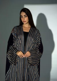 Bisht Pure Silk Handblock Abaya A27 thumb 10