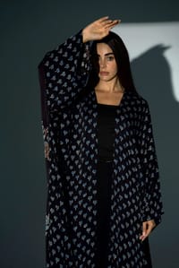 Bisht Pure Silk Handblock Abaya A23 thumb 1