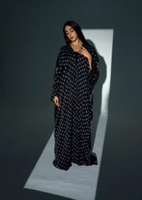 Bisht Pure Silk Handblock Abaya A23 thumb 4