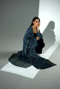 Bisht Pure Silk Handblock Abaya A37 thumb 1