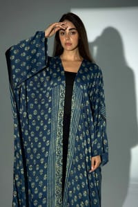 Bisht Pure Silk Handblock Abaya A37 thumb 3