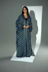 Bisht Pure Silk Handblock Abaya A37 thumb 2