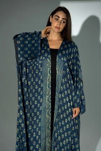Bisht Pure Silk Handblock Abaya A37 thumb 14