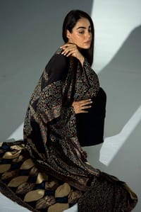 Bisht Pure Silk Handblock Abaya A28 thumb 1