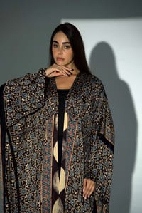 Bisht Pure Silk Handblock Abaya A28 thumb 3