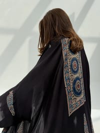 Bisht Pure Silk Handblock Abaya M15 thumb 10