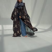 Bisht Pure Silk Handblock Abaya U 5 thumb 2