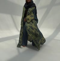 Bisht Pure Silk Handblock Abaya U 10 thumb 2