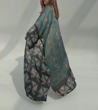 Bisht Pure Silk Handblock Abaya U 9 thumb 8
