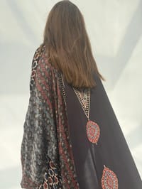 Bisht Pure Silk Handblock Abaya C14 thumb 4