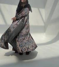 Silk Digital Print Cloche Abaya A6 thumb 11