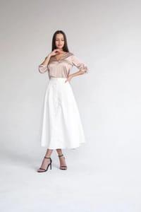 Women’s Satin Shirt & Cotton Skirt Set – Two Piece | SK05 thumb 2