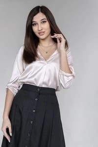 Women’s Satin Shirt & Cotton Skirt Set – Two Piece | SK05 thumb 4