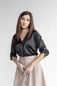 Women’s Satin Shirt & Cotton Skirt Set – Two Piece | SK05 thumb 6