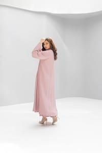طقم عباية نسائي لينن – عباية وتنورة مع شيلة | AB502 thumb 7