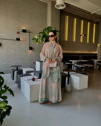 Sugar Babes Classic Palm Printed Abaya Set – Matching Trousers & Scarf thumb 5