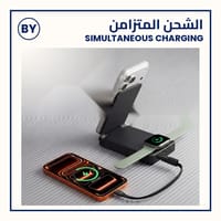 Powerology FlipMag 10000mAh Qi2 Magnetic Wireless Power Bank, 15W Wireless + 30W USB-C PD, Built-in USB-C Cable, Foldable Stand, Smartwatch Charger, MagSafe Compatible - Black thumb 5
