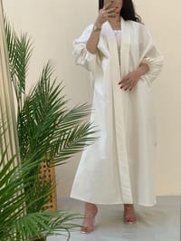 Puffy sleeves dress abaya "off-white" thumb 3
