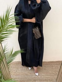 pleated organza abaya thumb 1