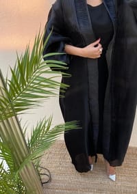 pleated organza abaya thumb 2
