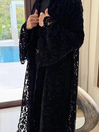 Maitha lace abaya - Black thumb 1