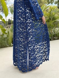 Layla velvet lace abaya - blue thumb 2