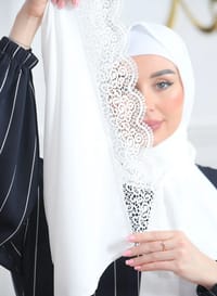 fursan striped white scarf  prayer clothes thumb 6