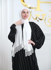 fursan striped white scarf  prayer clothes thumb 11