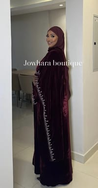 Velvet abaya with cape thumb 5