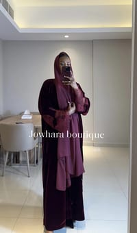 Idil velvet abaya with lace thumb 7