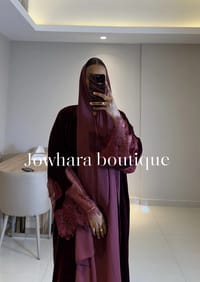 Idil velvet abaya with lace thumb 8