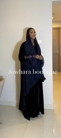 Idil velvet abaya with lace thumb 10