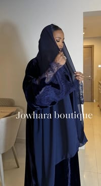 Idil velvet abaya with lace thumb 11