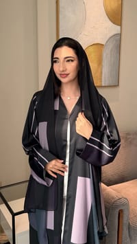 Violet Printed Abaya thumb 1