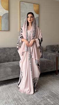 Amara printed abaya pink thumb 3