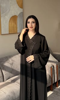 Safa Moroccan style abaya black thumb 1