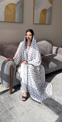Marmar polka dot abaya white thumb 1