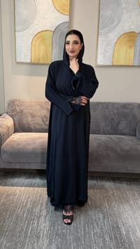 Badia lace Abaya Deep Navy thumb 3