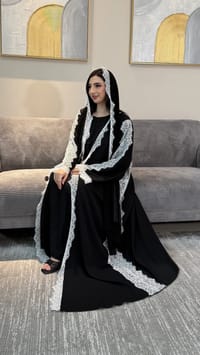 Ashwaq Abaya black /white thumb 3