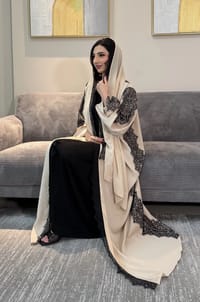 Ashwaq Abaya black /beige thumb 1