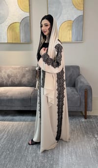 Ashwaq Abaya black /beige thumb 3