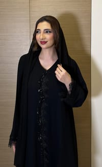 Adna black Abaya lace thumb 1