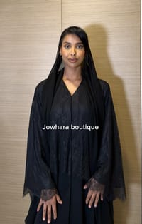Bassama lace abaya black thumb 1