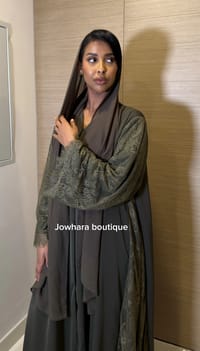 Maysarrah lace abaya olive thumb 1