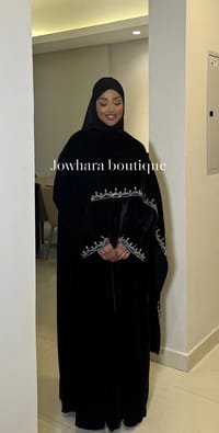 Velvet abaya with cape thumb 2